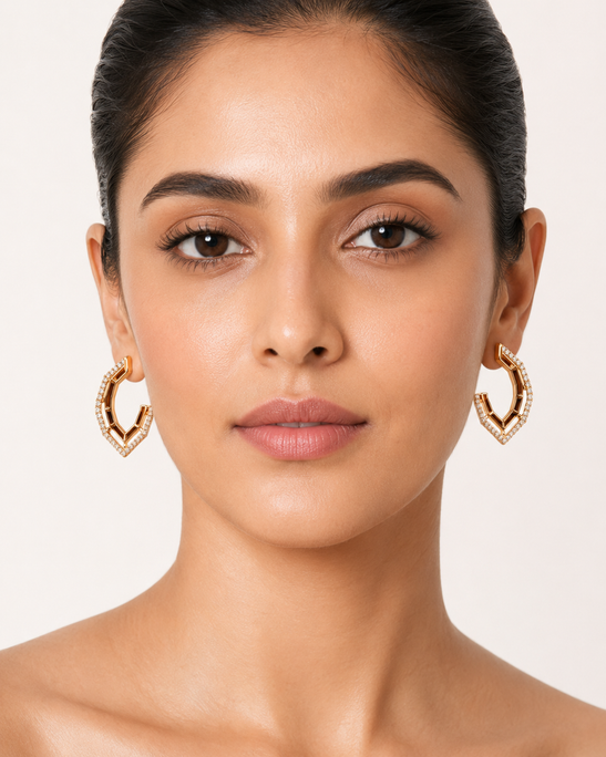 Pavé huggie earrings in 18K gold plating over stainless steel — Anti-Tarnish Waterproof Jewellery | House of Zena