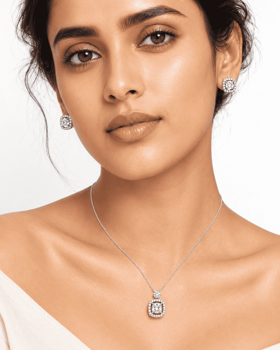 Gold plated solitaire pendant and earring gift set by House of Zena in festive styling — Anti-Tarnish Waterproof Jewellery | House of Zena