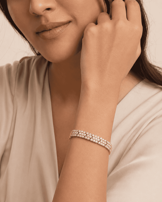 Compact gold plated tennis bracelet suitable for travel — Anti-Tarnish Waterproof Jewellery | House of Zena