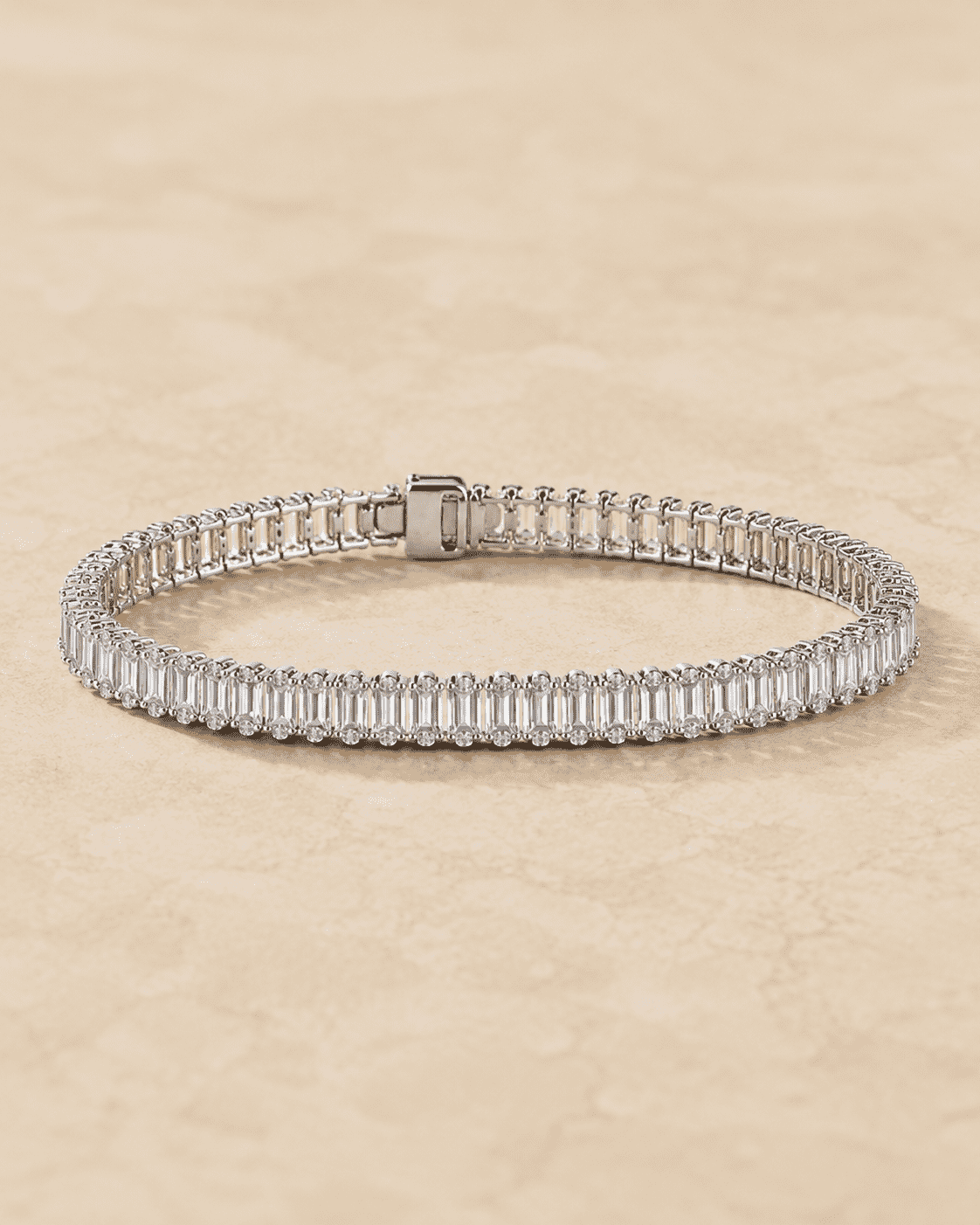 The Ice Cube Tennis Bracelet — Gold Plated Baguette Tennis Bracelet by House of Zena, styled on model