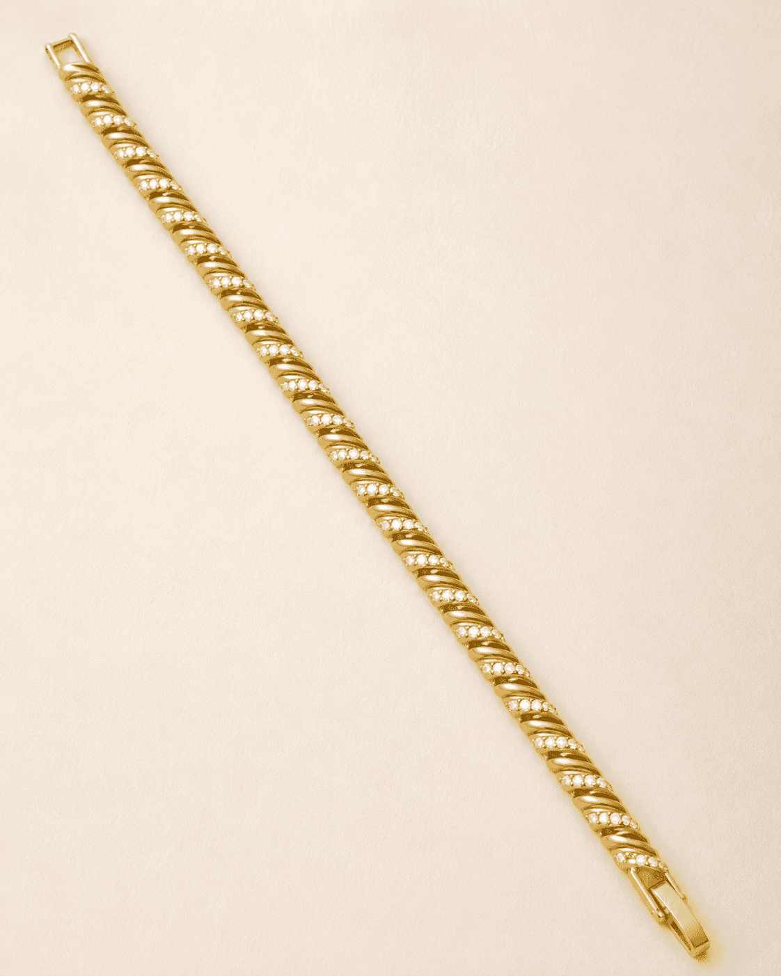 The French Churro Rope Chain — Gold Plated Seraphine Twist Bracelet by House of Zena, side angle