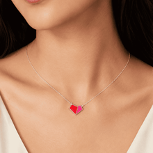 The Cherry Duo Solitaire Pendant — Silver-Tone Duo Pendant Necklace by House of Zena, front view