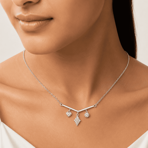 The Midnight Stargazer Y-Lariat — Gold Plated Charm Drop Necklace by House of Zena, front view — Anti-Tarnish Waterproof Jewellery | House of Zena