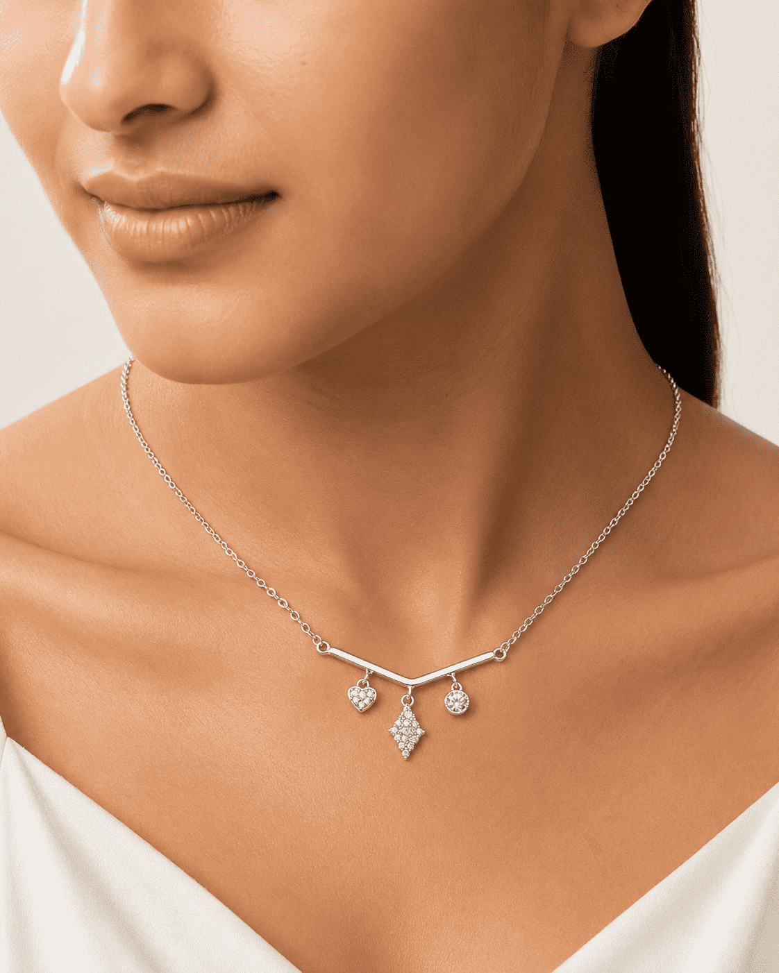 The Midnight Stargazer Y-Lariat — Gold Plated Charm Drop Necklace by House of Zena, front view
