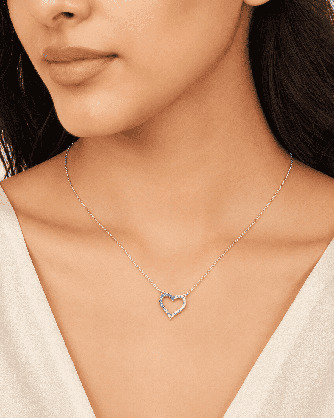 The Watermelon Sugar Heart Pendant — Gold Plated Gradient Heart Necklace by House of Zena, front view