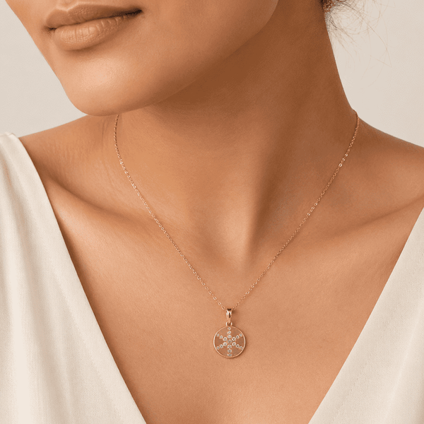The Sunday Brunch Cross Medallion — Gold Plated Cross Medallion Necklace by House of Zena, front view — Anti-Tarnish Waterproof Jewellery | House of Zena
