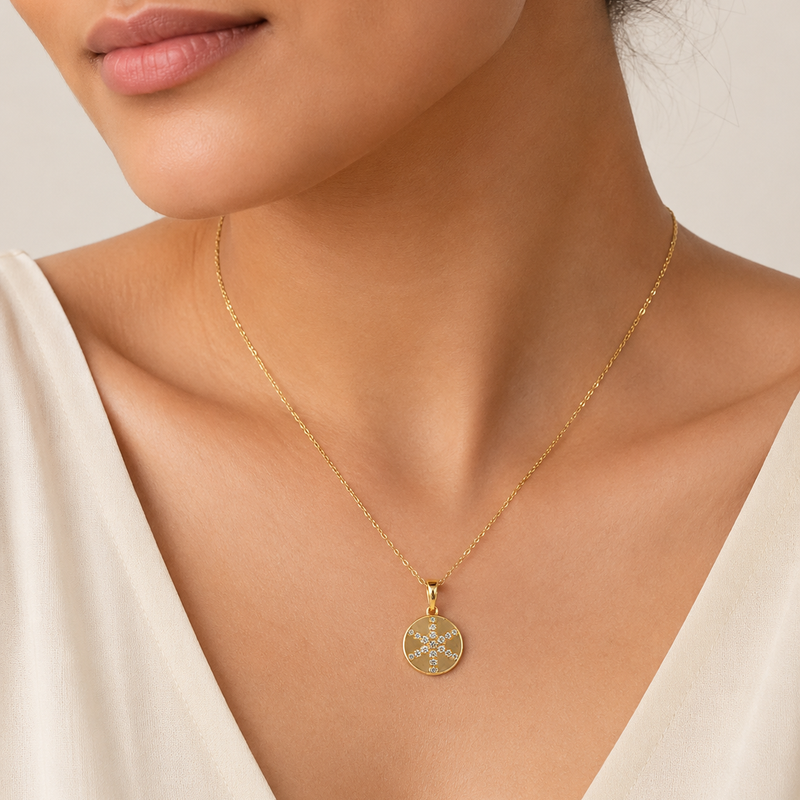 Solara Cross Medallion Necklace
