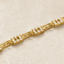 The Spartan Key Link Chain — Gold Plated Astera Greek Link Bracelet by House of Zena, close-up detail
