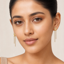 The Minimalist Matchstick Drops — Gold Plated Dual Drop Earrings by House of Zena, front view