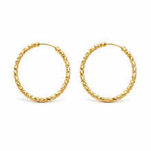 The Churro Ribbed Hoops — Gold Plated Textured Hoop Earrings by House of Zena, flat lay