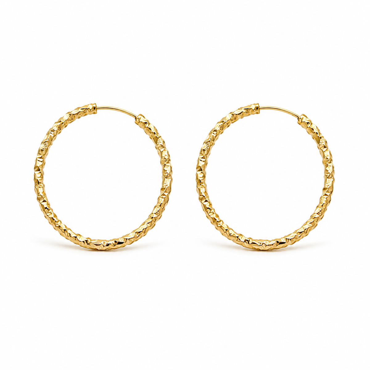 The Churro Ribbed Hoops — Gold Plated Textured Hoop Earrings by House of Zena, flat lay
