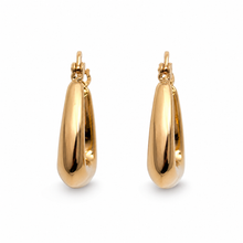 The Bottega Sculpted Domes — Gold Plated Teardrop Hoop Earrings by House of Zena, side angle
