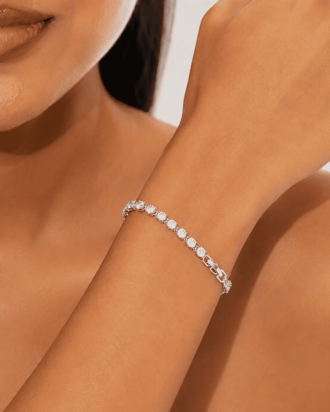 The Sunny Side Up Halo Chain — Silver-Tone Halo Bracelet by House of Zena, front view