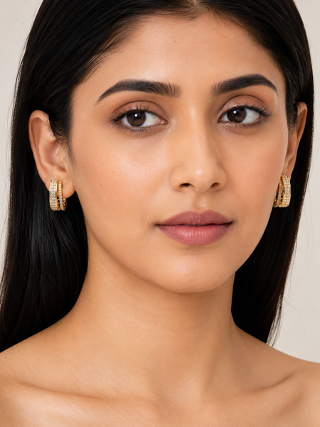 Aurelle Double Row Huggie Earrings