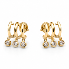 Solenne Triple Charm Hoops