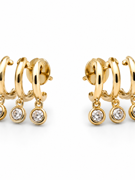 Solenne Triple Charm Hoops