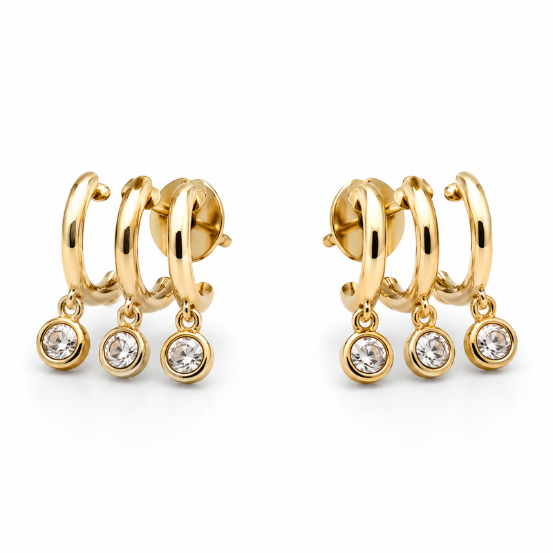 Solenne Triple Charm Hoops