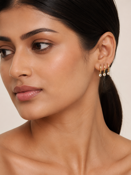 Solenne Triple Charm Hoops