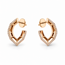 The Honeycomb Pavé Huggies — Gold Plated Geo Pavé Hoop Earrings by House of Zena, flat lay