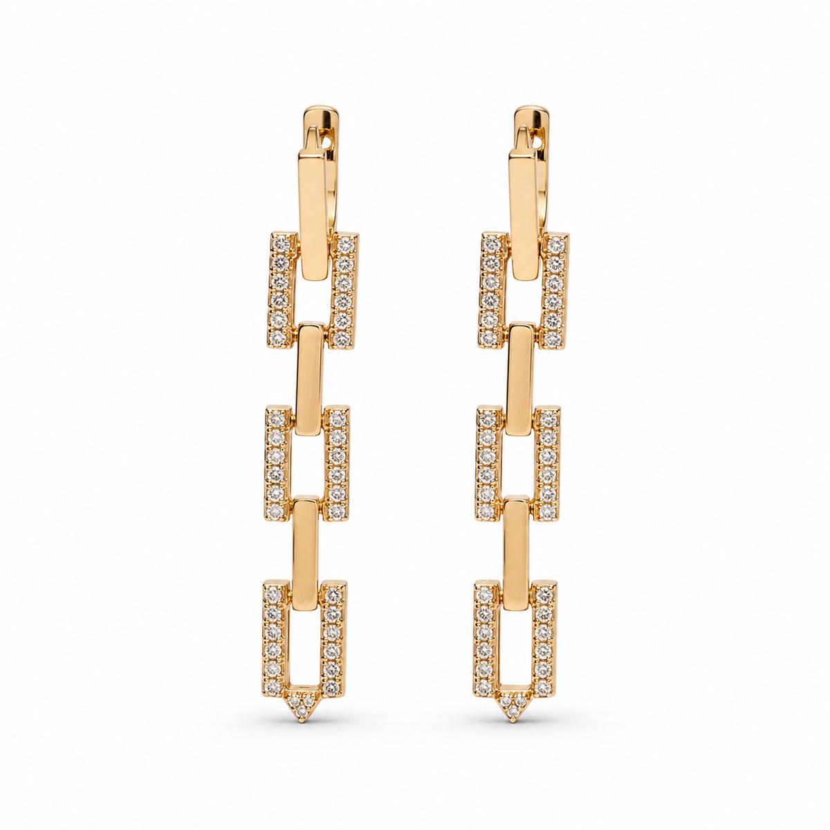 The Manhattan Link Drop Earrings — Gold Plated Link Drop Earrings by House of Zena, flat lay