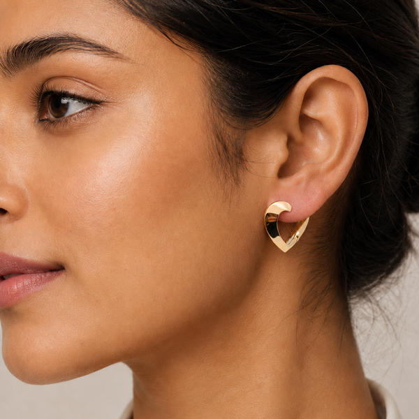 The Sweetheart Candy Hoops — Gold Plated Heart Hoop Earrings by House of Zena, front view — Anti-Tarnish Waterproof Jewellery | House of Zena