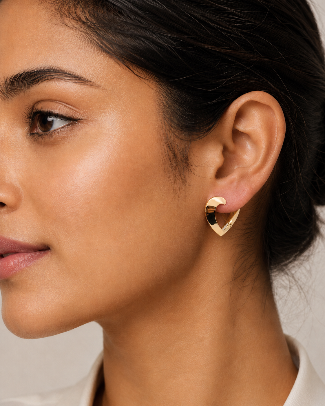 The Sweetheart Candy Hoops — Gold Plated Heart Hoop Earrings by House of Zena, front view