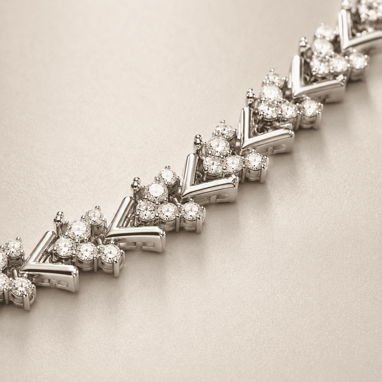The St. Tropez Chevron Tennis — Silver-Tone Chevron Bracelet by House of Zena, styled on model — Anti-Tarnish Waterproof Jewellery | House of Zena