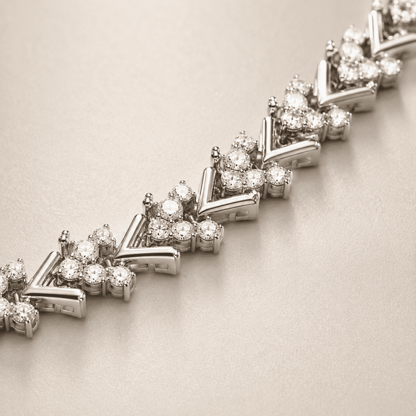 The St. Tropez Chevron Tennis — Silver-Tone Chevron Bracelet by House of Zena, styled on model — Anti-Tarnish Waterproof Jewellery | House of Zena