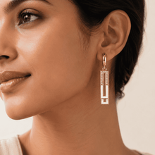 The Great Gatsby Prism Drops — Gold Plated Geo Drop Earrings by House of Zena, front view
