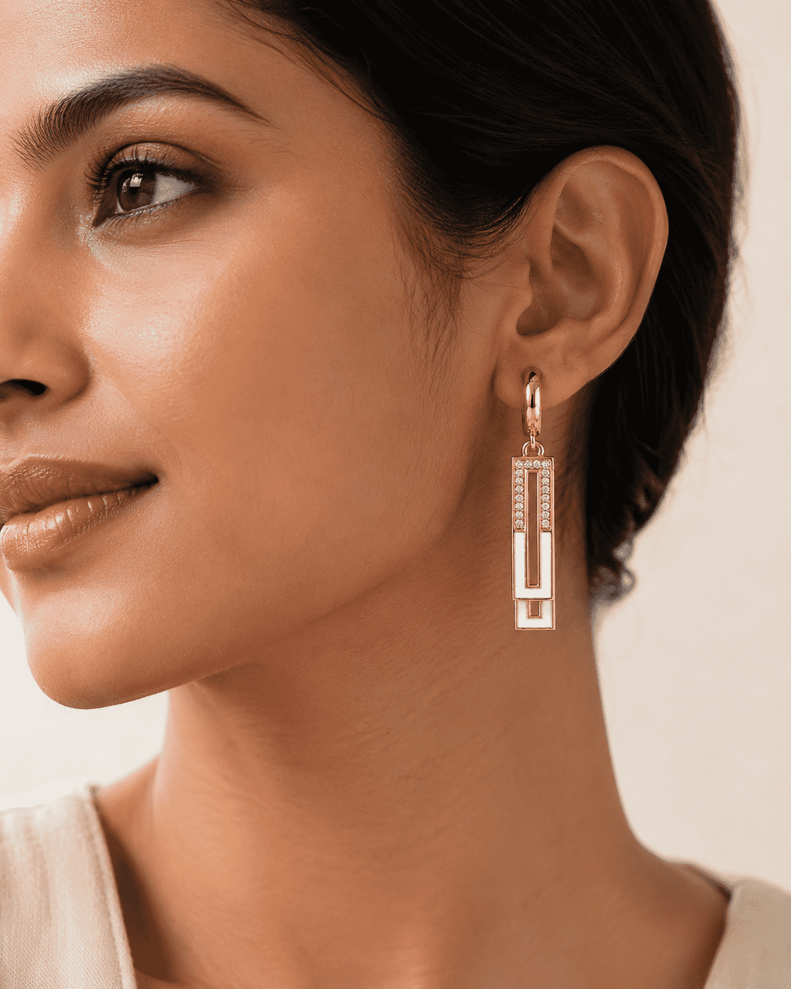 The Great Gatsby Prism Drops — Gold Plated Geo Drop Earrings by House of Zena, front view