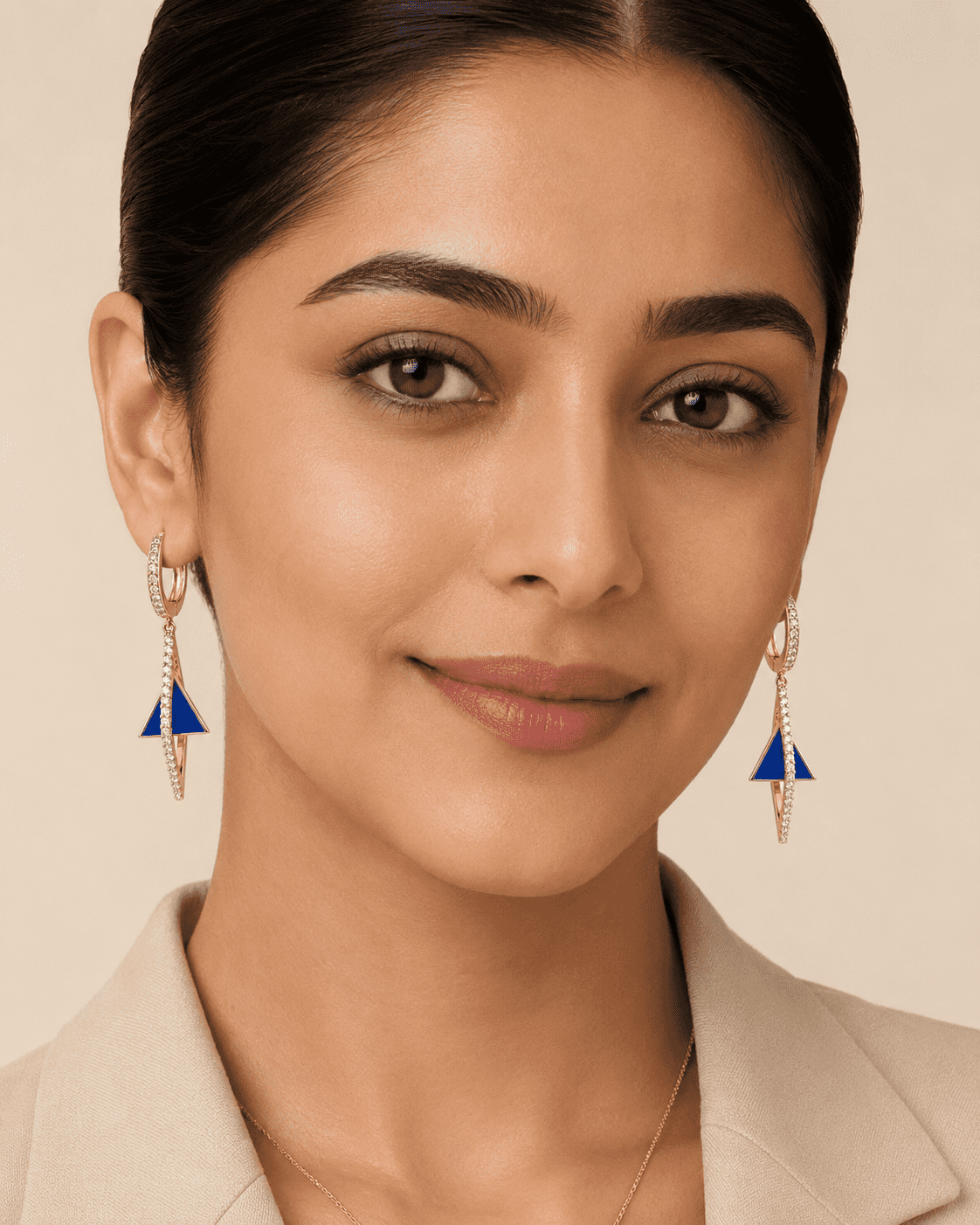 The Blue Curacao Prism Drops — Gold Plated Azure Prism Drop Earrings by House of Zena, front view