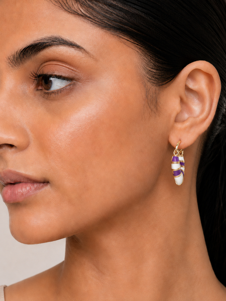 Amethyst Swirl Huggie Earrings