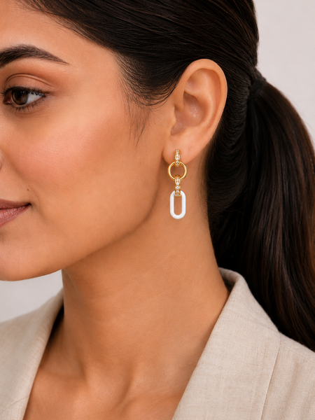 Ivory Link Drop Earrings