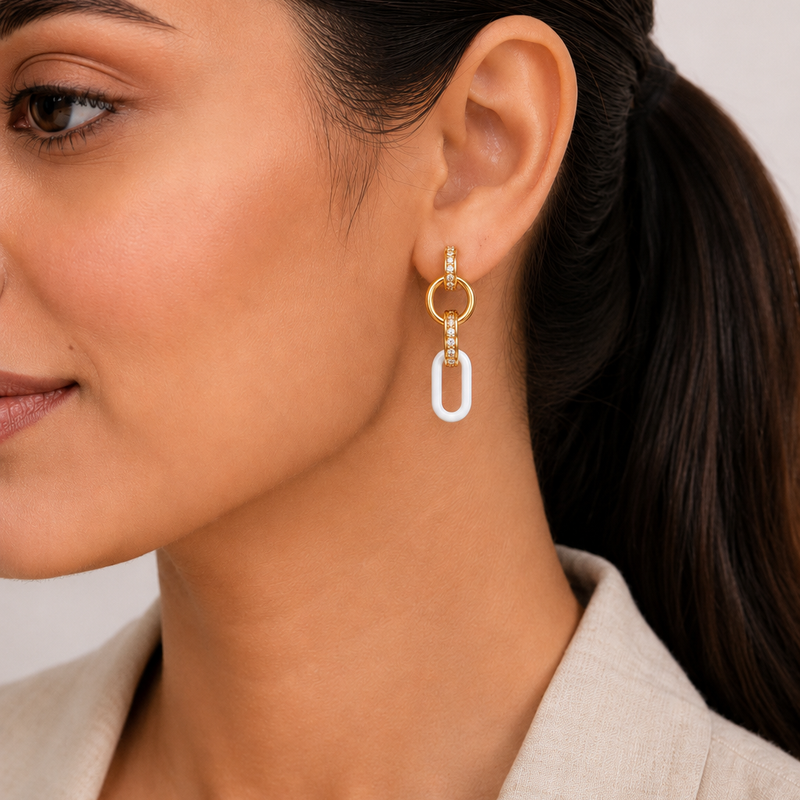 Ivory Link Drop Earrings