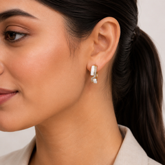 Luna Pearl Curve Hoops