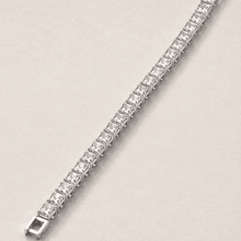 The Iceberg Princess Tennis — Silver-Tone Aveline Princess Tennis Bracelet by House of Zena, styled on model