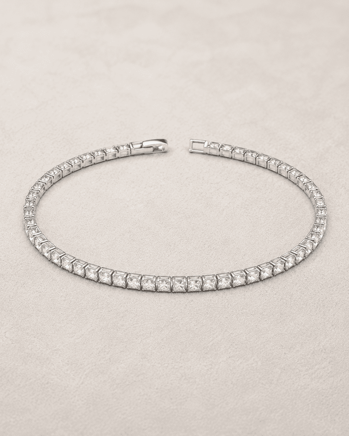 The Iceberg Princess Tennis — Silver-Tone Aveline Princess Tennis Bracelet by House of Zena, close-up detail
