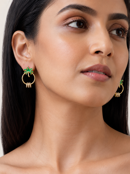 Palm Aura Crystal Hoops