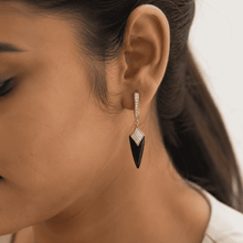 The Dark Chocolate Prism Drops — Gold Plated Prism Drop Earrings by House of Zena, front view