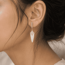 The Coconut Milk Prism Drops — Gold Plated Ivory Prism Drop Earrings by House of Zena, front view