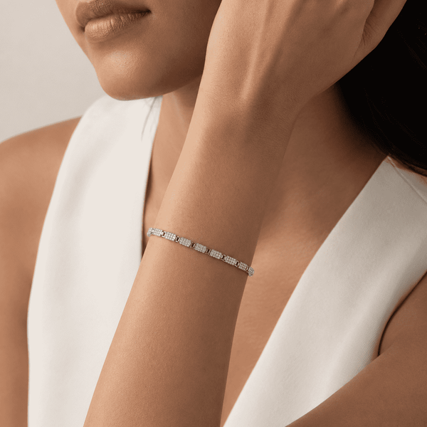 The Yacht Club Anchor Bracelet — Silver-Tone Pavé Link Bracelet by House of Zena, front view — Anti-Tarnish Waterproof Jewellery | House of Zena