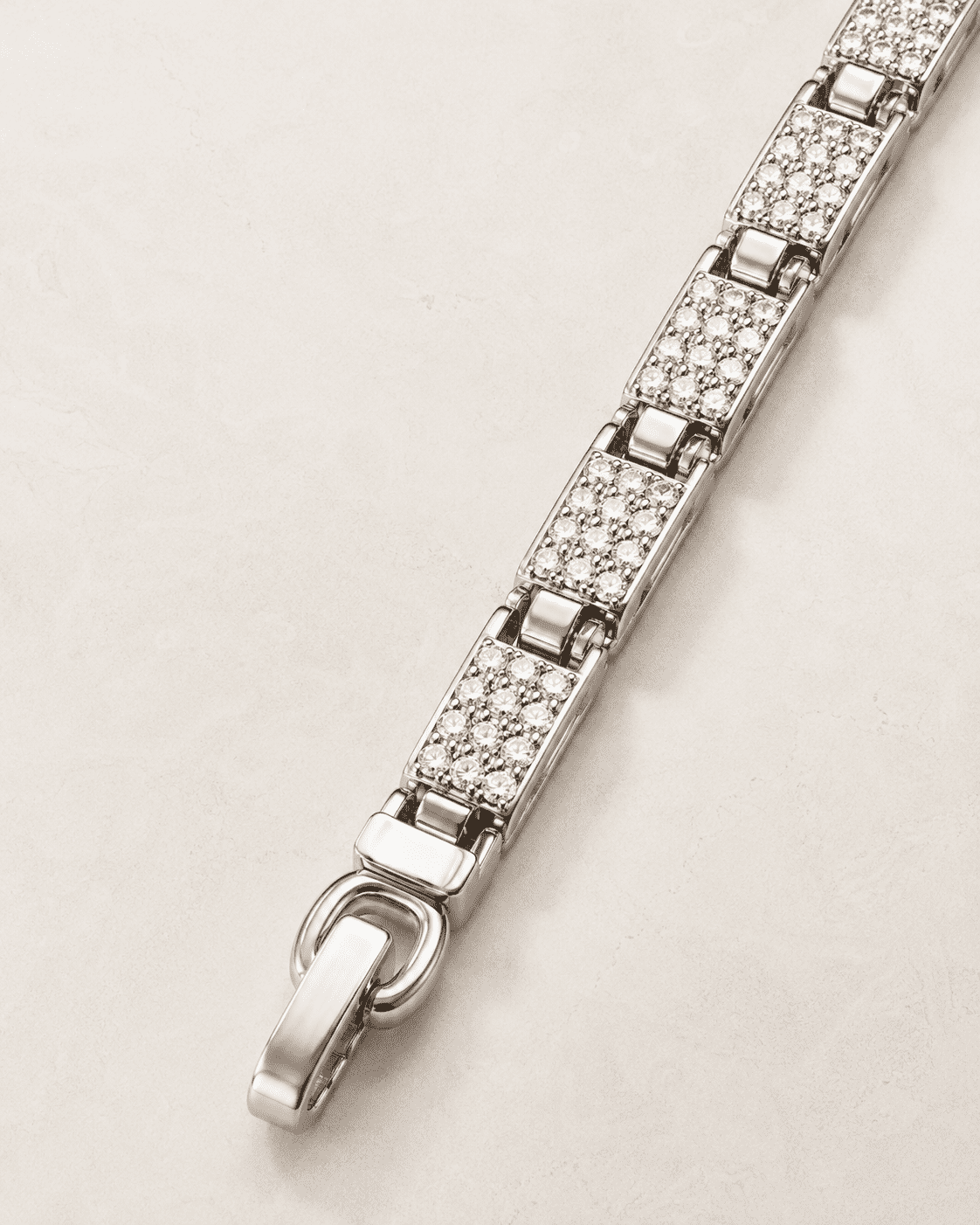 The Yacht Club Anchor Bracelet — Silver-Tone Pavé Link Bracelet by House of Zena, close-up detail
