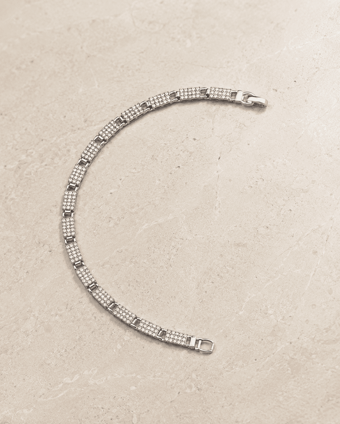 The Yacht Club Anchor Bracelet — Silver-Tone Pavé Link Bracelet by House of Zena, side angle
