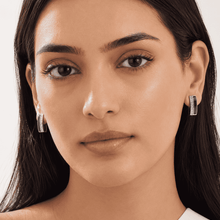 The Mint Mojito Edge Hoops — Silver-Tone Emerald Edge Hoop Earrings by House of Zena, front view