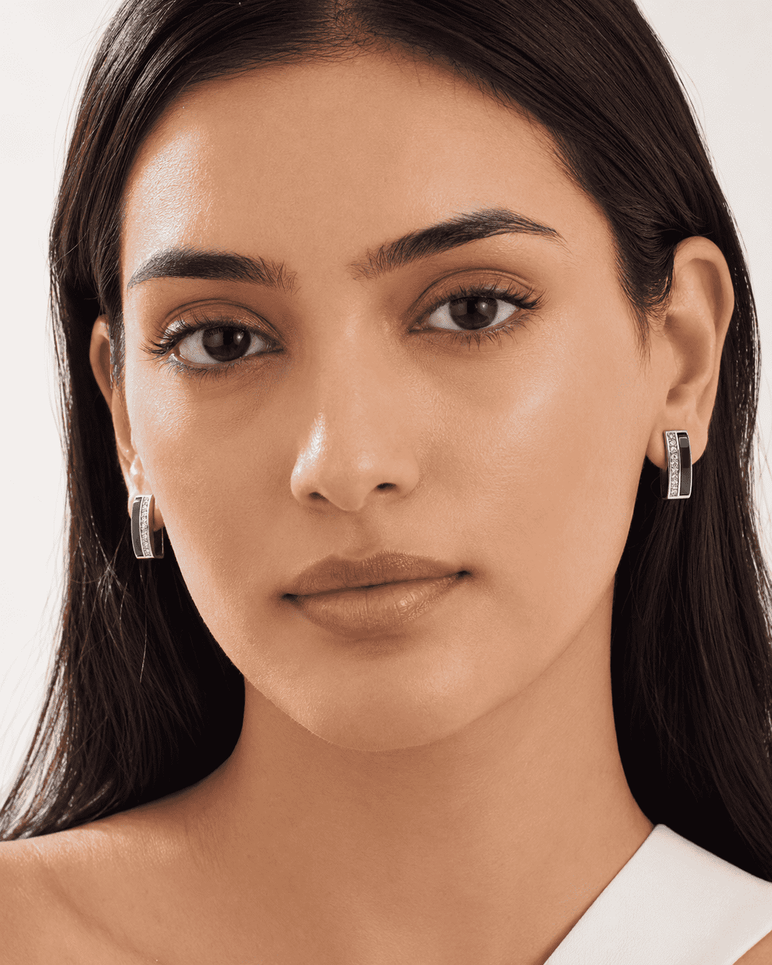 The Mint Mojito Edge Hoops — Silver-Tone Emerald Edge Hoop Earrings by House of Zena, front view