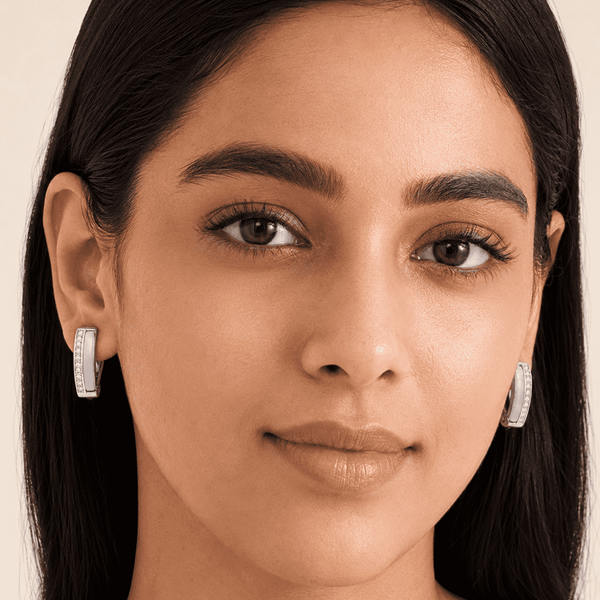 The Wild Grape Edge Hoops — Silver-Tone Violet Edge Hoop Earrings by House of Zena, front view — Anti-Tarnish Waterproof Jewellery | House of Zena