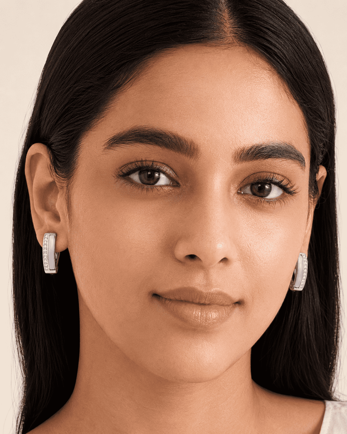 The Wild Grape Edge Hoops — Silver-Tone Violet Edge Hoop Earrings by House of Zena, front view