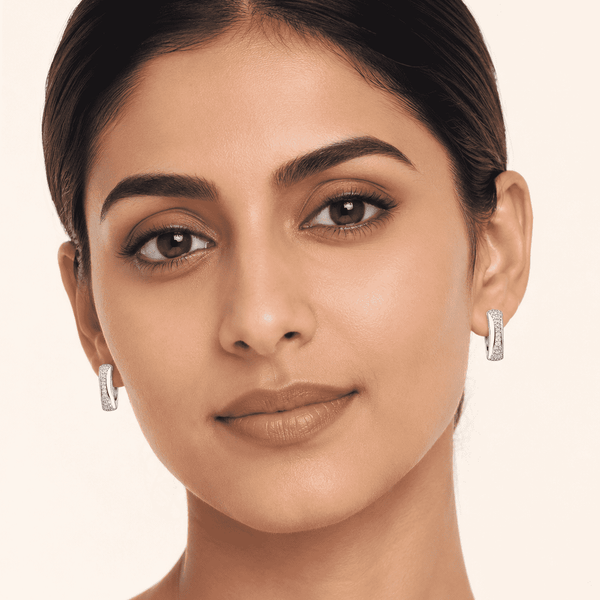 The Fortune Cookie Studs — Silver-Tone Curve Stud Earrings by House of Zena, front view — Anti-Tarnish Waterproof Jewellery | House of Zena
