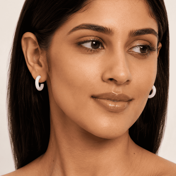 The Bubblegum Pop Hoops — Gold Plated Blush Pop Hoop Earrings by House of Zena, front view — Anti-Tarnish Waterproof Jewellery | House of Zena