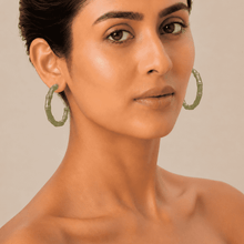 The Olive Martini Bamboo Hoops — Gold Plated Olive Bamboo Hoop Earrings by House of Zena, front view
